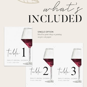 WINE | Table Numbers, Printable Template, Modern Table Numbers, Vino ...