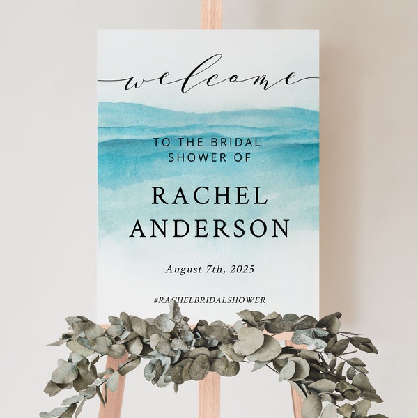 BEACH | Bridal Shower Welcome Sign Template, Printable, Portrait, Digital Download