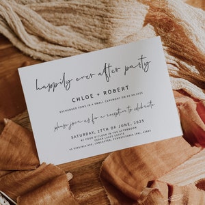 MINIMALIST | Happily Ever After Party Invitation Template, Reception Party Invitation, Modern Elopement Announcement, Digital Download