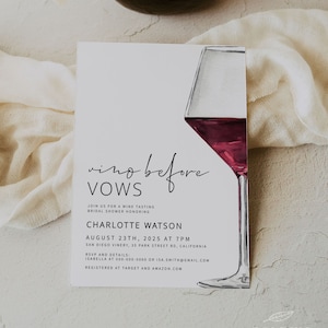 WINE | Bridal Shower Invitation Template, Wine Tasting, Vino Before Vows, Printable, Modern Invite, Digital Download