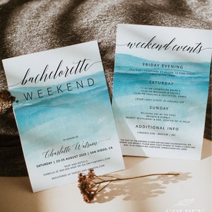 BEACH | Bachelorette Party Invitation Template, Printable, Bachelorette Weekend, Modern Invite, Digital Download