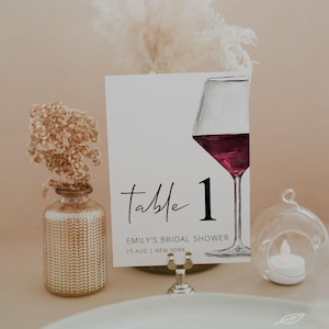 WINE | Table Numbers, Printable Template, Modern Table Numbers, Vino ...
