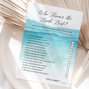 BEACH Bridal Shower Games Bundle, Printable Editable Templates, Digital Download image 4