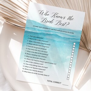 BEACH | Bridal Shower Games Bundle, Printable Editable Templates ...