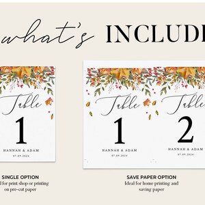 FALL LEAVES | Table Numbers, Printable Template, With Colorful ...