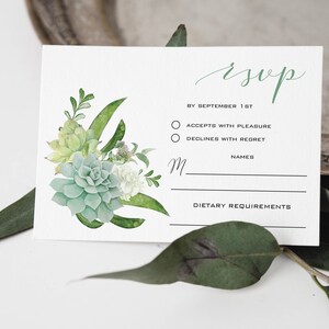 Succulent Wedding Invitation Set Template Download Printable | Etsy