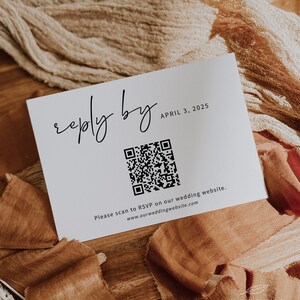 MINIMALIST | RSVP Card With QR Code, Online Response Card, Modern Reply Code, Digital Download