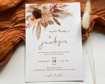 TERRACOTTA | Wedding Invitation, Printable Template, Boho Wedding Invite, Digital Download