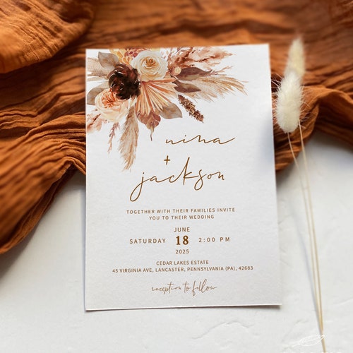 TERRACOTTA Wedding Invitation Set Printable Template Boho - Etsy