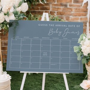 OH BOY | Due Date Calendar, Baby Shower Template, Dusty Blue, Guess, Prediction Game, Baby Boy, Digital Download