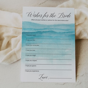 BEACH | Wishes for Bride, Printable Bridal Shower Game, Digital Download