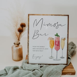 MINIMALIST | Mimosa Bar Sign Template, Printable, Modern Wedding, Drink Bar Sign, Digital Download