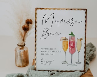 MINIMALIST | Mimosa Bar Sign Template, Printable, Modern Wedding, Drink Bar Sign, Digital Download
