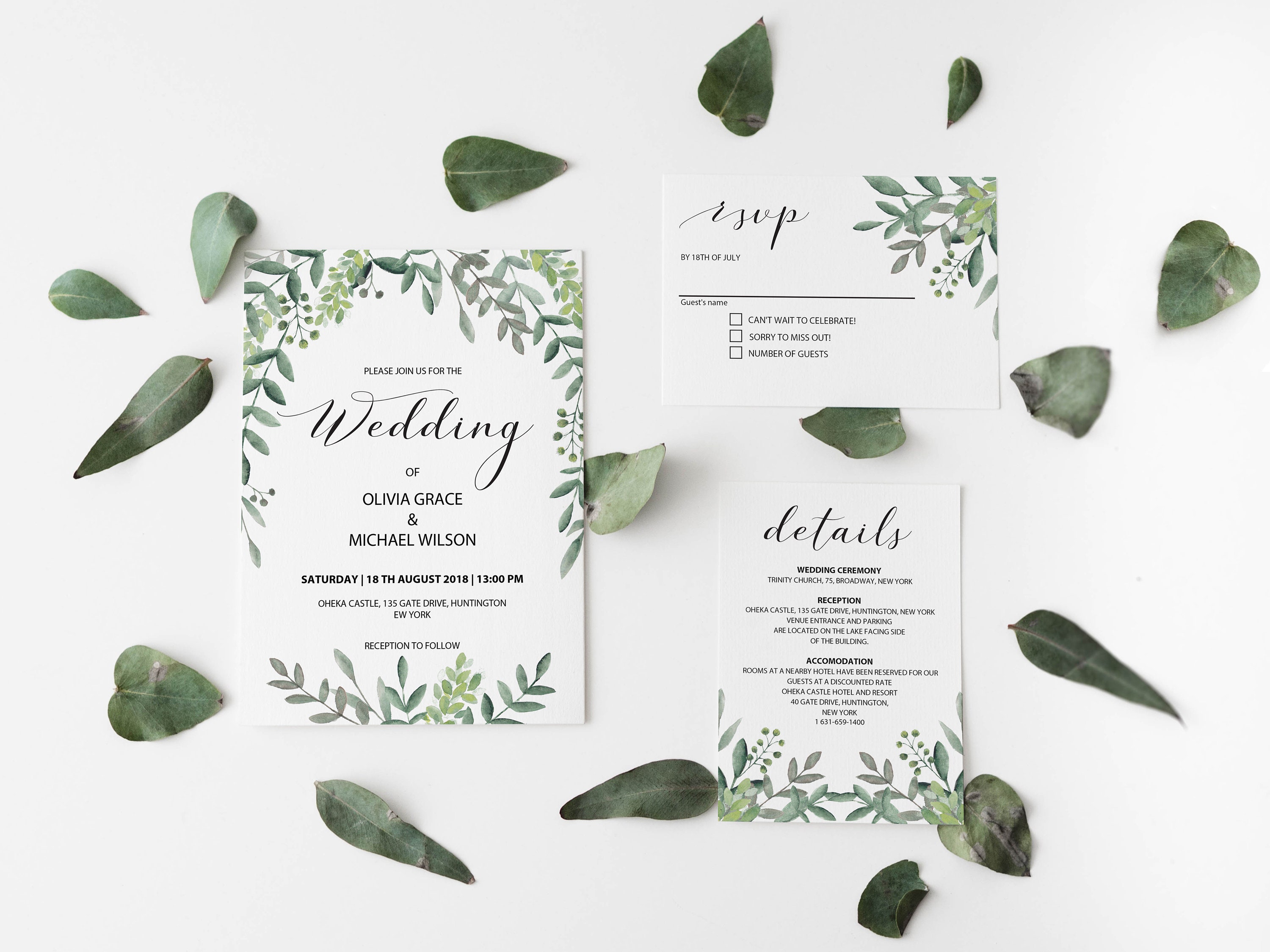 GREENERY Wedding Template Suite Printable Complete | Etsy