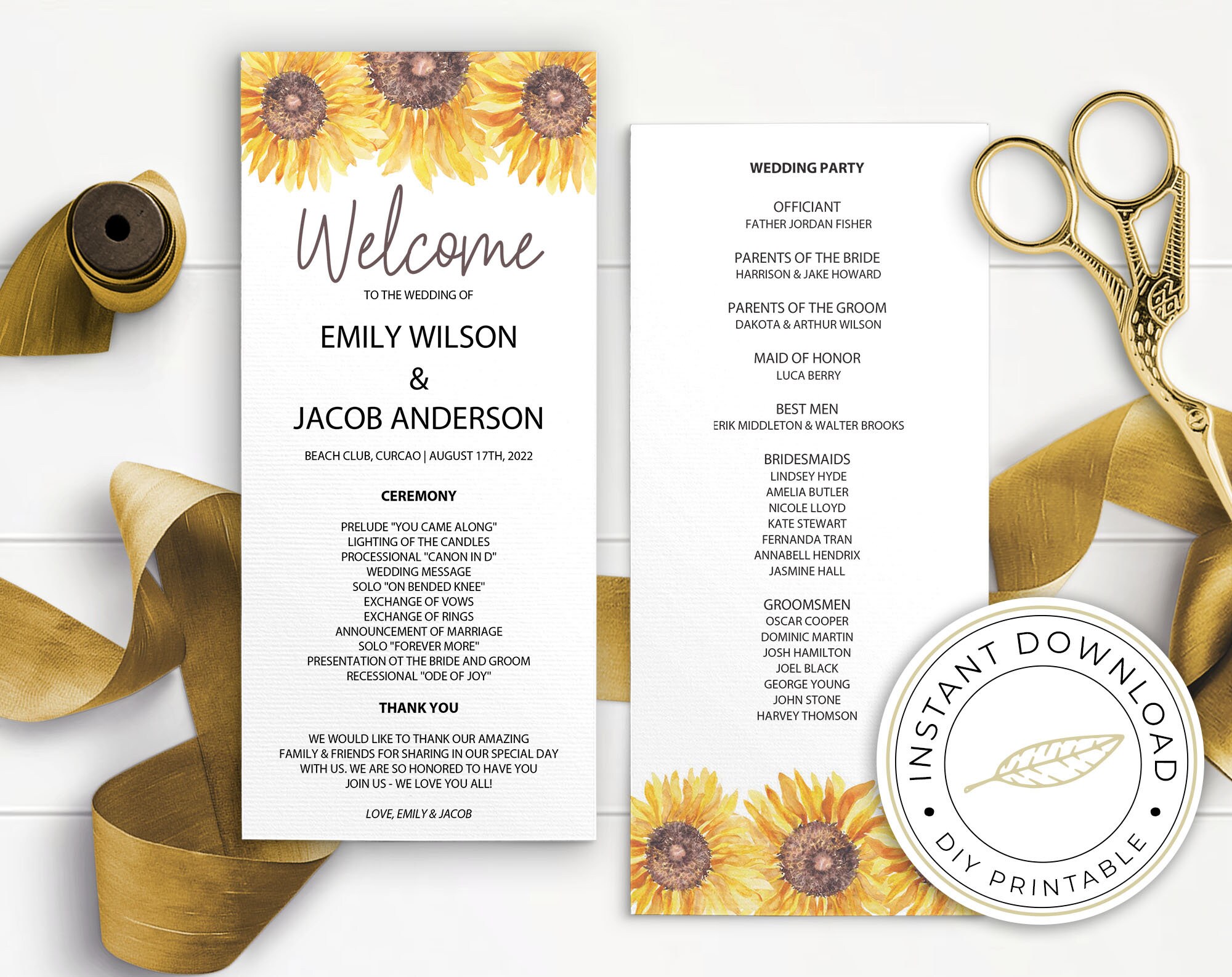 Sunflower Wedding Program Printable Template Wedding Decor Etsy rustic-sunflower-wedding-program-template-sunflower-printable-etsy