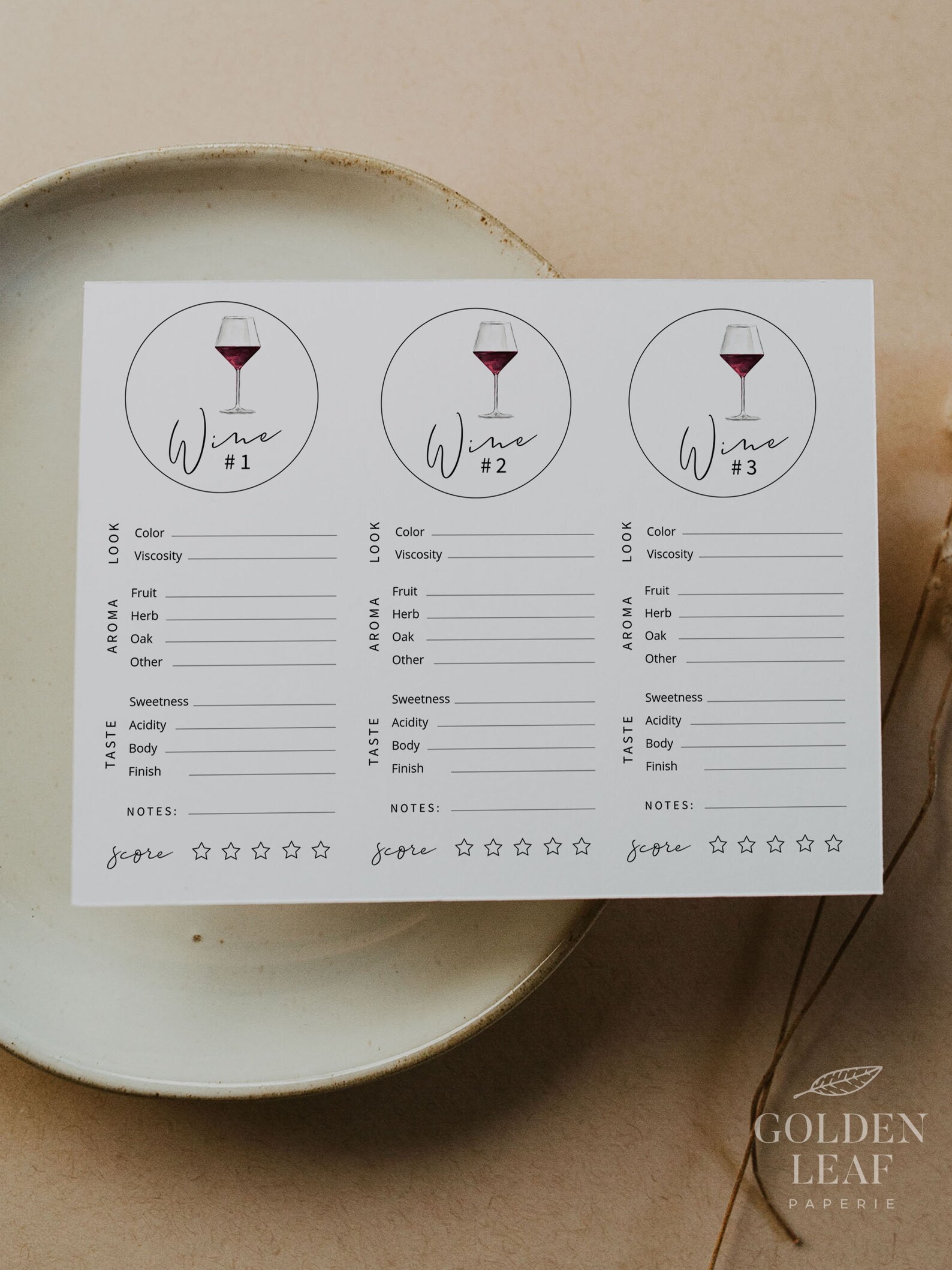 WINE | Tasting Placemat, Blind Wine Tasting Notes, Printable, Sheet ...
