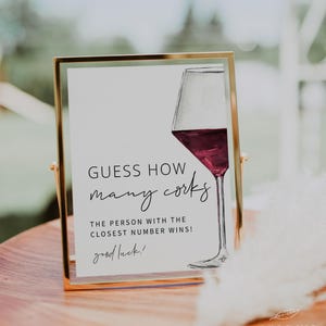 WINE | Guess How Many Corks Sign Template, Guessing Game, Hen Party Games, Printable, Bridal Shower, Bachelorette Party, Digital Download