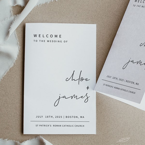 MINIMALIST | Catholic Wedding Program Booklet, Printable Template, Digital Download