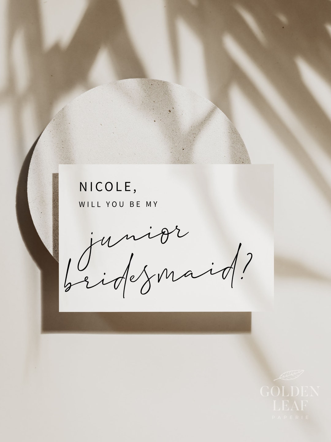 MINIMALIST Junior Bridesmaid Proposal Card, Printable Template, Will ...