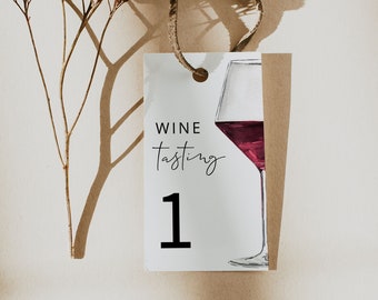 WINE | Tasting Labels, Blind Wine Tasting Wine Tags, Canva Template, Printable, Wine Tasting Game, Digital Download