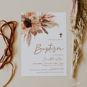 TERRACOTTA | Baptism Invitation Template, Boho Invite, Digital Download