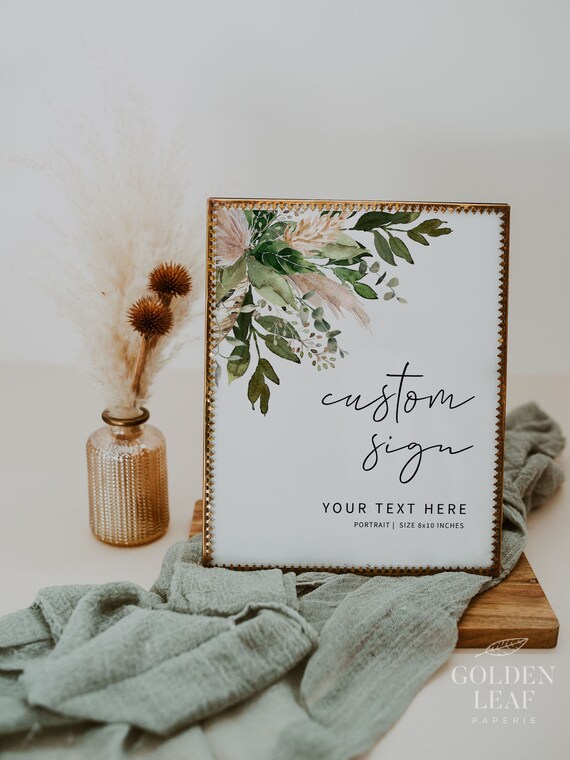 GREENERY Custom Sign Template Printable Boho Wedding - Etsy