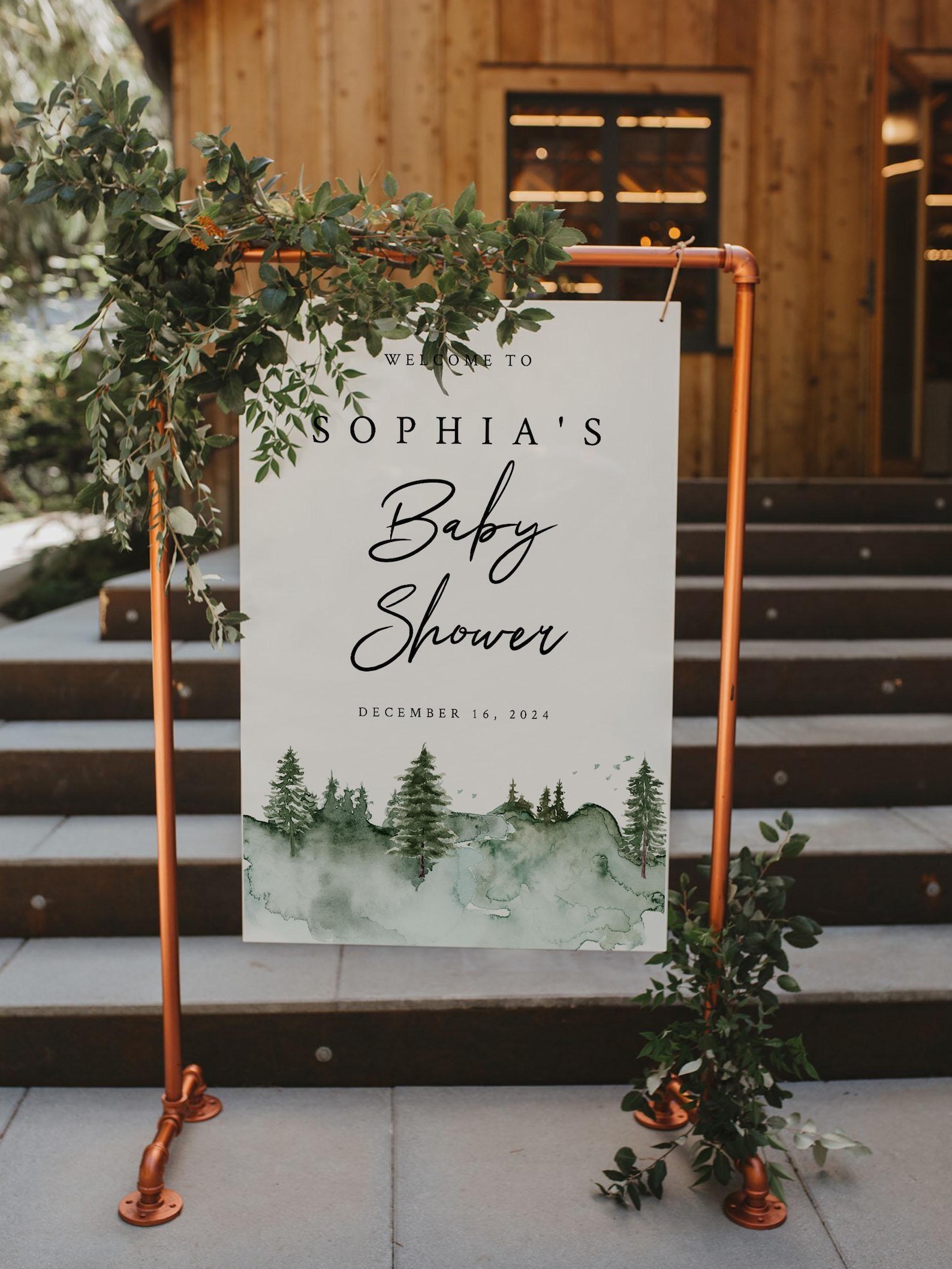PINE TREE | Baby Shower Bundle Templates, Woodland Shower, Printable ...