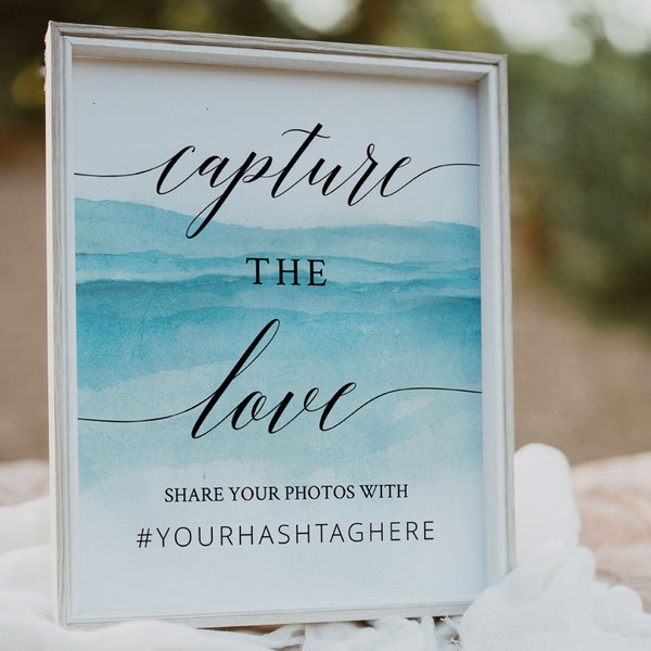 BEACH | Wedding Hashtag Sign, Printable Template, Digital Download