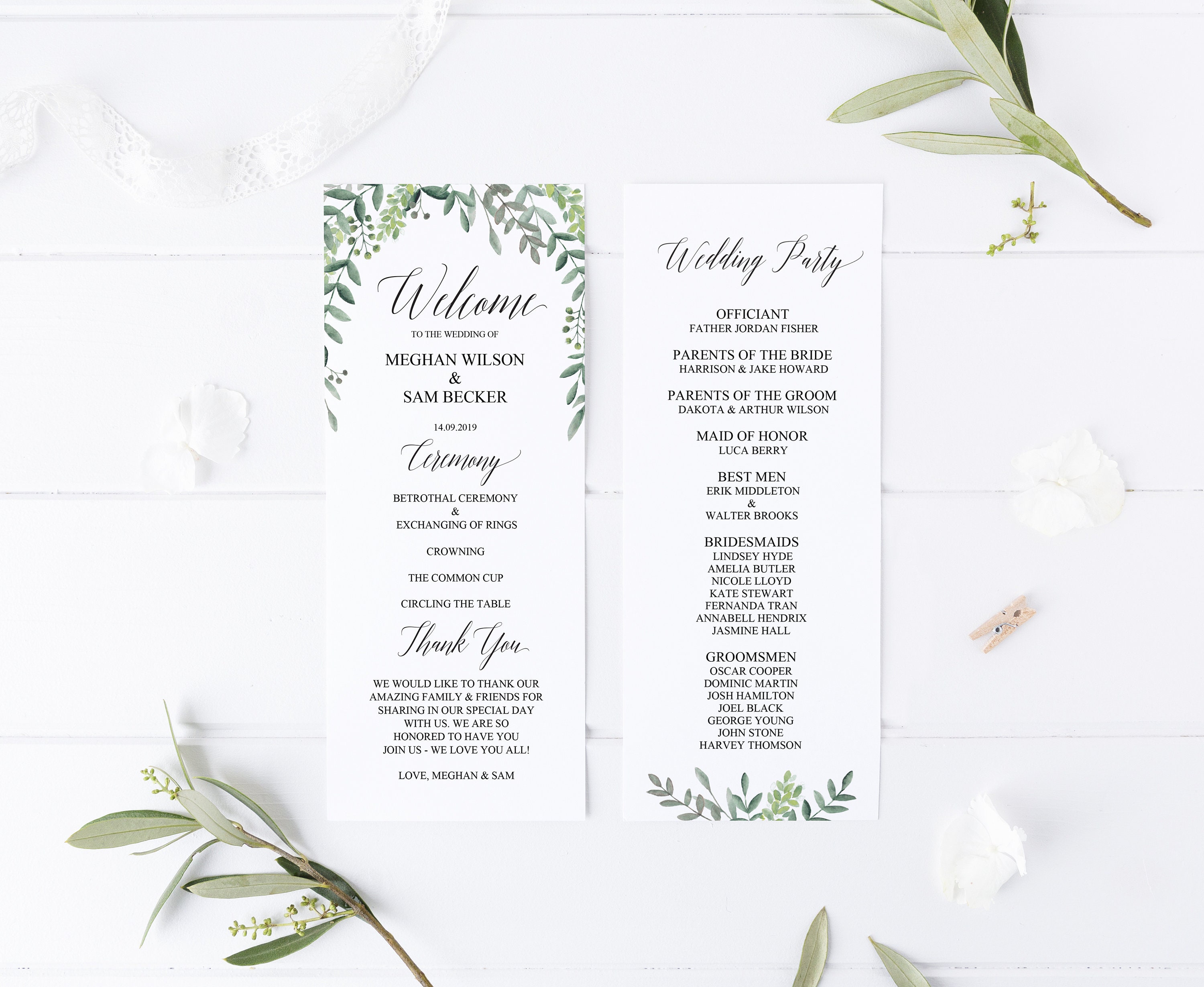 GREENERY Wedding Template Suite Printable Complete | Etsy