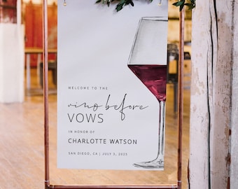 WINE | Bridal Shower Welcome Sign, Printable Template, Vino Before Vows, Wine Weekend, Modern Signage, Digital Download