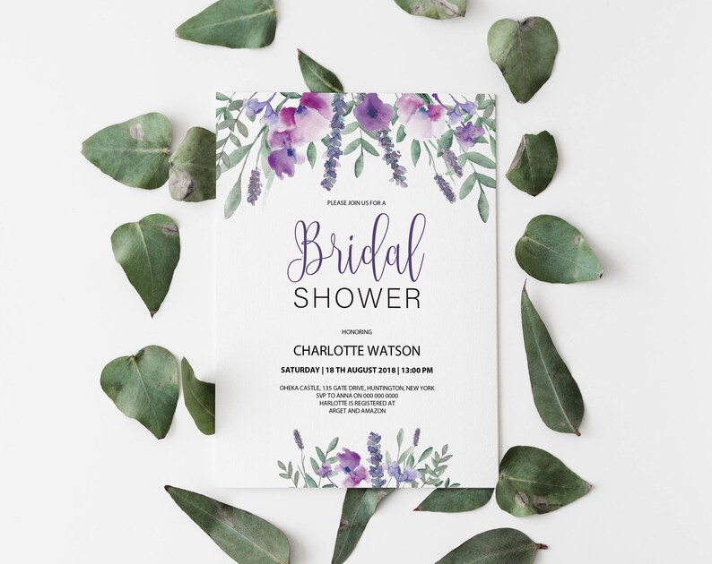 PURPLE Bridal Shower Invitation Template Printable INSTANT | Etsy