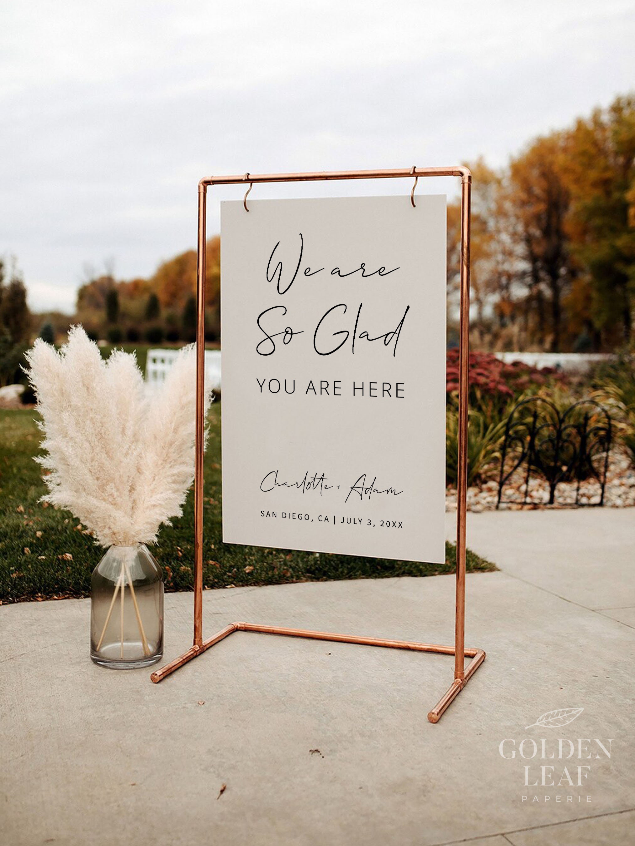 MINIMALIST | We Are so Glad You Are Here Sign, Wedding Welcome Sign ...
