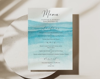 BEACH | Wedding Menu, Printable Template, Digital Download