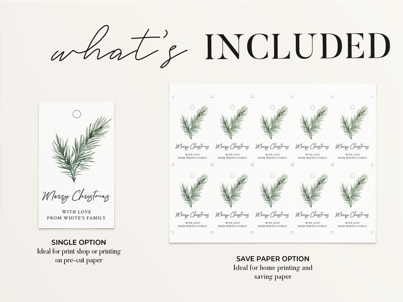 PINE TREE Christmas Gift Tags Template Printable Pine Tree | Etsy