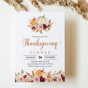 KÜRBIS | Thanksgiving Dinner Einladung Vorlage, Herbst einladen, INSTANT DOWNLOAD