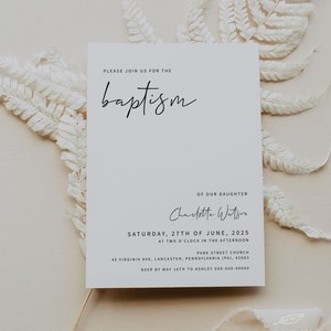 MINIMALIST | Baptism Invitation Template, Modern Invite, Digital Download