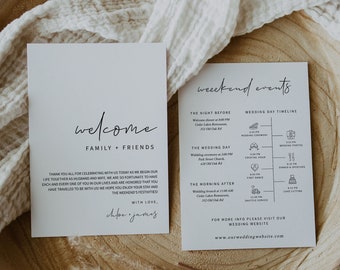 MINIMALIST | Wedding Weekend Itinerary Template With Timeline, Destination Wedding, Order of Events, Printable Schedule, Digital Download