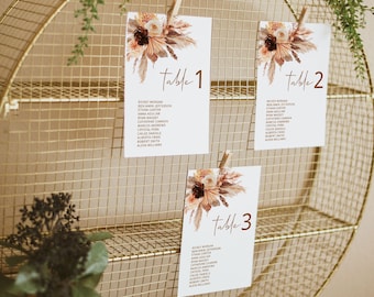 TERRACOTA / Plantilla de tarjetas de tabla de asientos de boda, Imprimible, Decoraciones Boho, Descarga digital