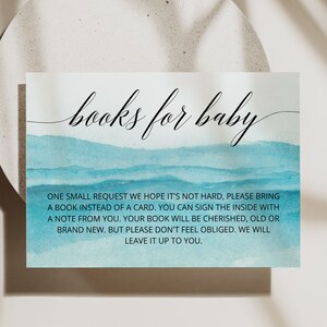STRAND | Boeken voor baby kaartsjabloon invoegen, afdrukbaar, babyshowerbibliotheek, digitale download