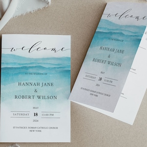 BEACH | Wedding Program Booklet, Printable Template, Folded, Digital Download