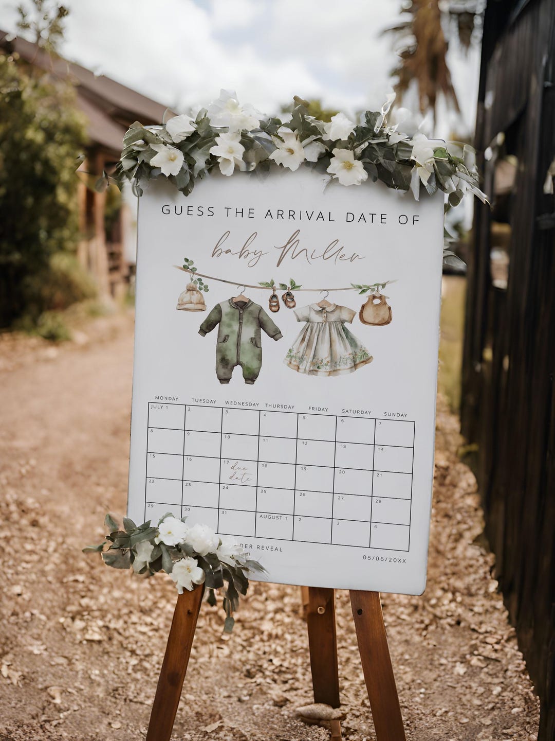BABY CLOTHES | Due Date Calendar, Gender Reveal Template, Boy or Girl ...