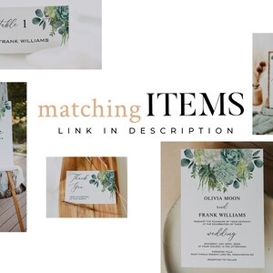 SUCCULENT Wedding Invitation Template, Printable, Boho Greenery, Digital Downlaod image 9