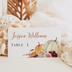 ZUCCA / Modello segnaposto, stampabile, matrimonio a tema autunnale, download istantaneo