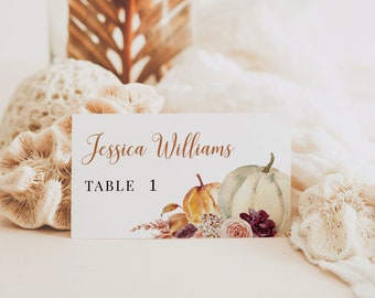PUMPKIN | Place Card Template, Printable, Fall Themed Wedding, Instant Download