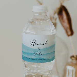 BEACH | Water Bottle Label, Wedding Template, Printable, Digital Download