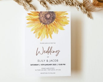 SUNFLOWER | Wedding Invitation Template, Printable, Digital Download