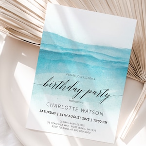 BEACH | Birthday Party Invitation Template, Printable, Digital Download