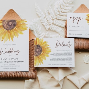 SUNFLOWER | Wedding Invitation Set Template, Printable, Digital Download