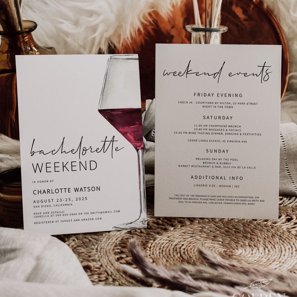 WINE | Bachelorette Party Invitation Template, Printable, Napa Winery Bachelorette Weekend, Modern Invite, Digital Download