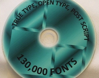 130,000 fonts collection, images, dvd files, True-type, Open type font, Post script